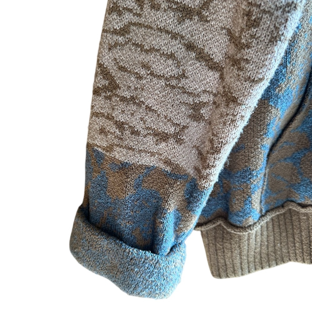 Free People In Bloom Hooded Sweater Cardigan Zip Hoodie Tan Brown Pink Blue XS - Picture 7 of 15